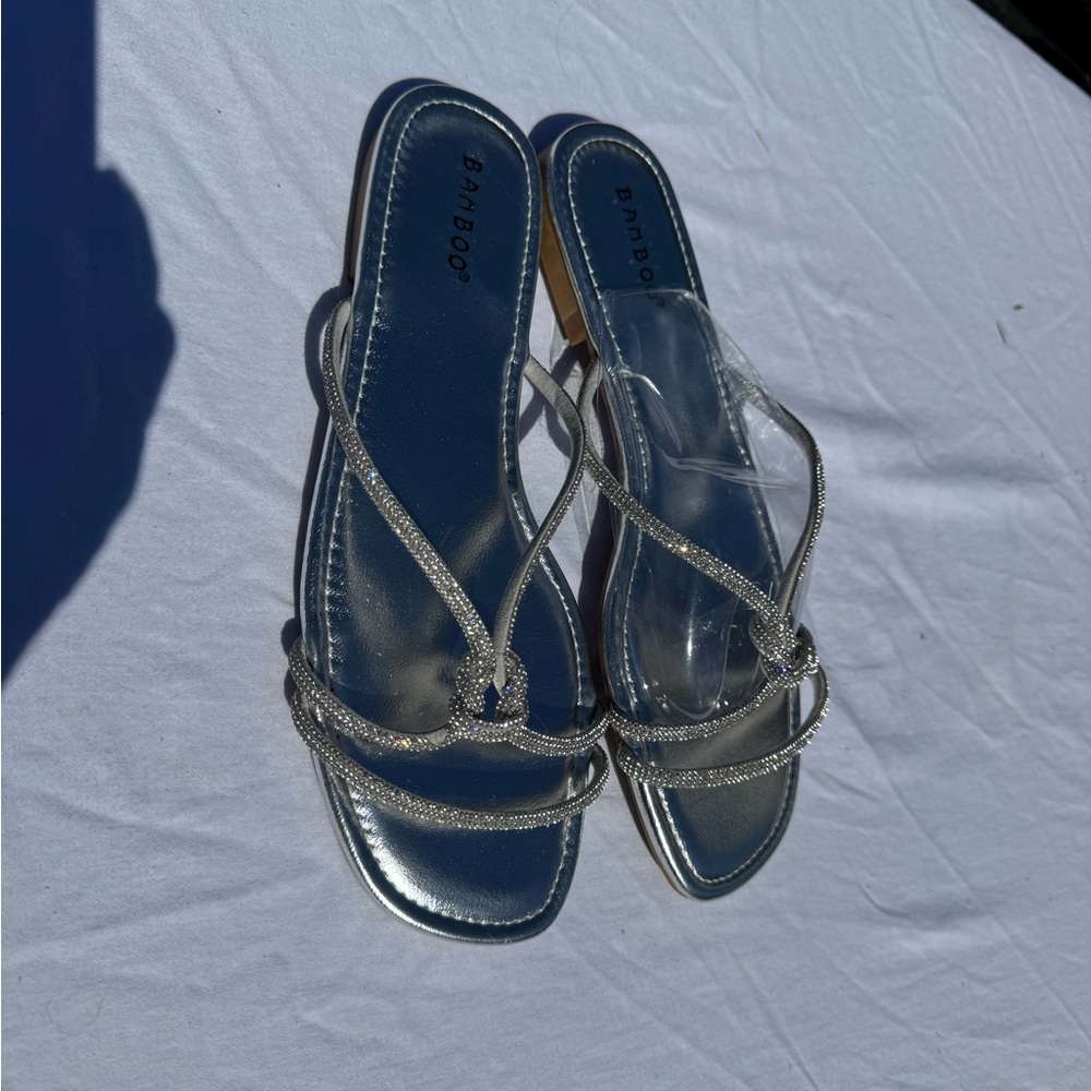 BAMBOO Metallic Silver Sandals